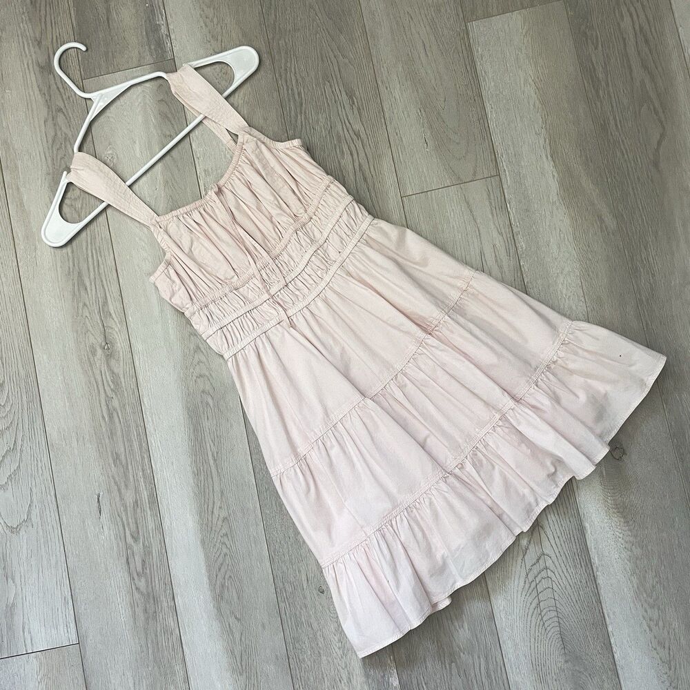 Sunday Best Dress milkmaid tiered mini martine poplin womens Pink (xsmall) girly